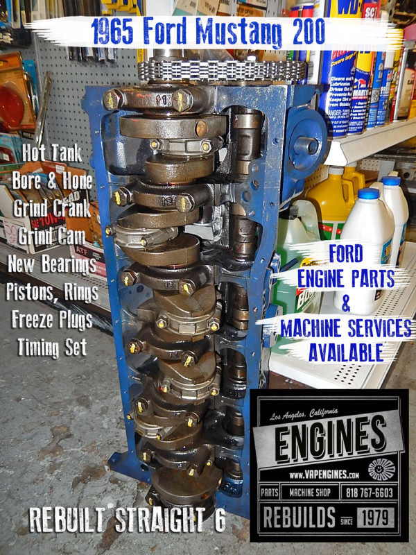 Rebuilt 65 Ford Mustang 200 engine