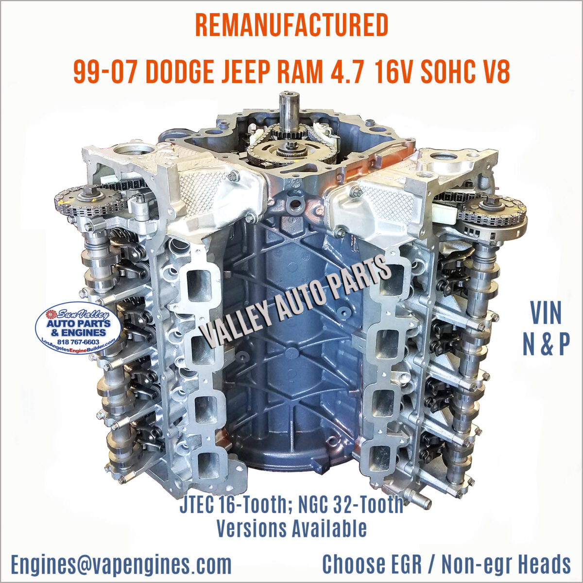 Remanufactured Dodge 4.7L Engine